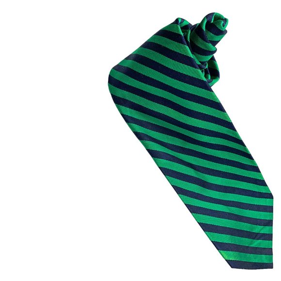 Robert Talbott for Nordstrom‎ Handsewn 100% Silk Green Navy Stripe Necktie - Picture 7 of 9